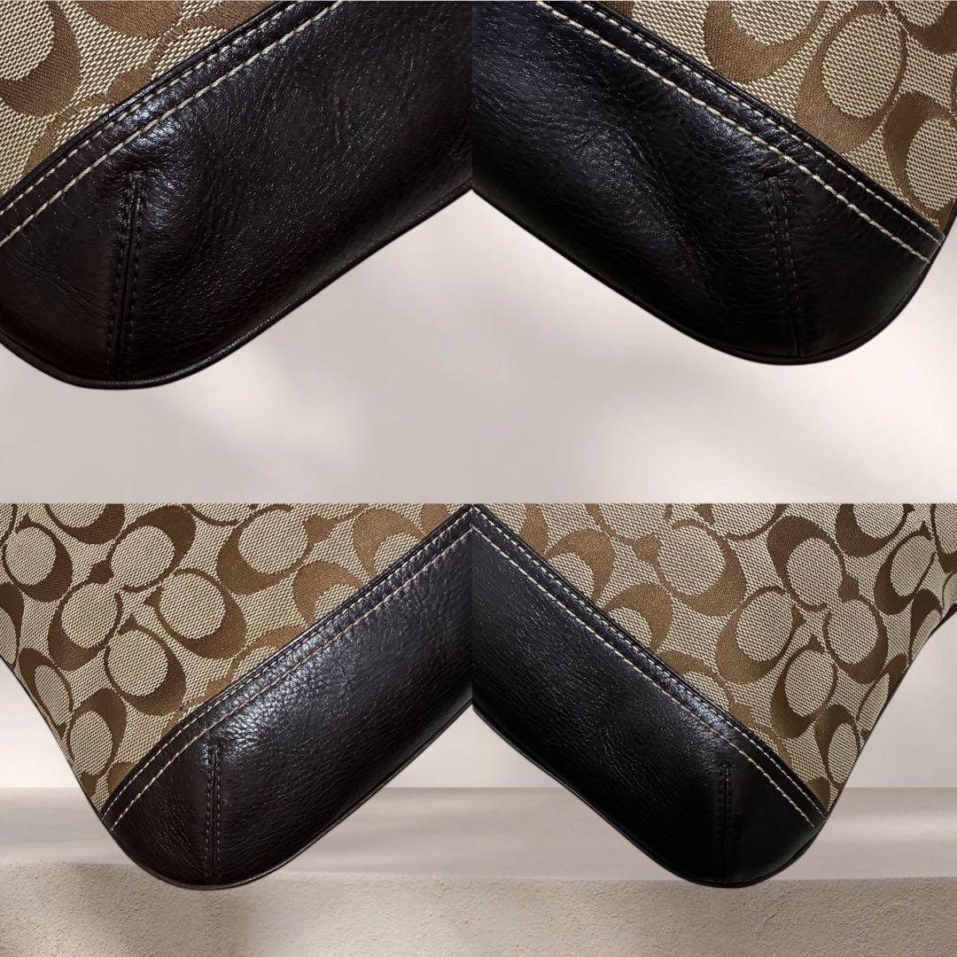 美品 COACH コーチ ワンショルダー バッグ シグネチャー ジャッキー 茶