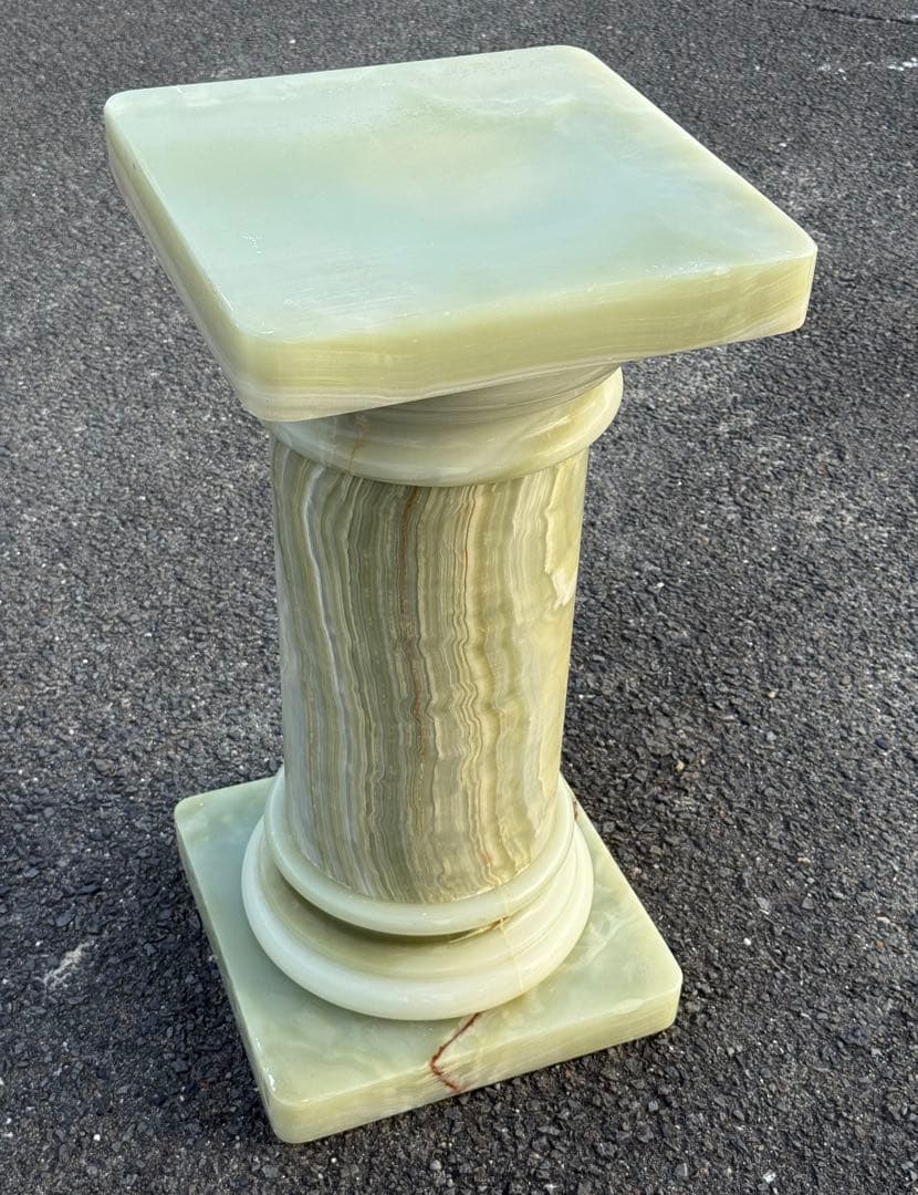 ②高73cm♪ 天然石 大理石 グリーンオニキス 飾り台 オブジェ