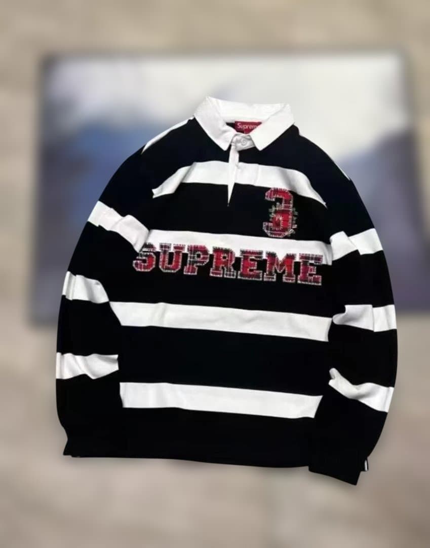 Supreme FW25 WEEK1 ストライプ ラグビーシャツ 美品 長袖
