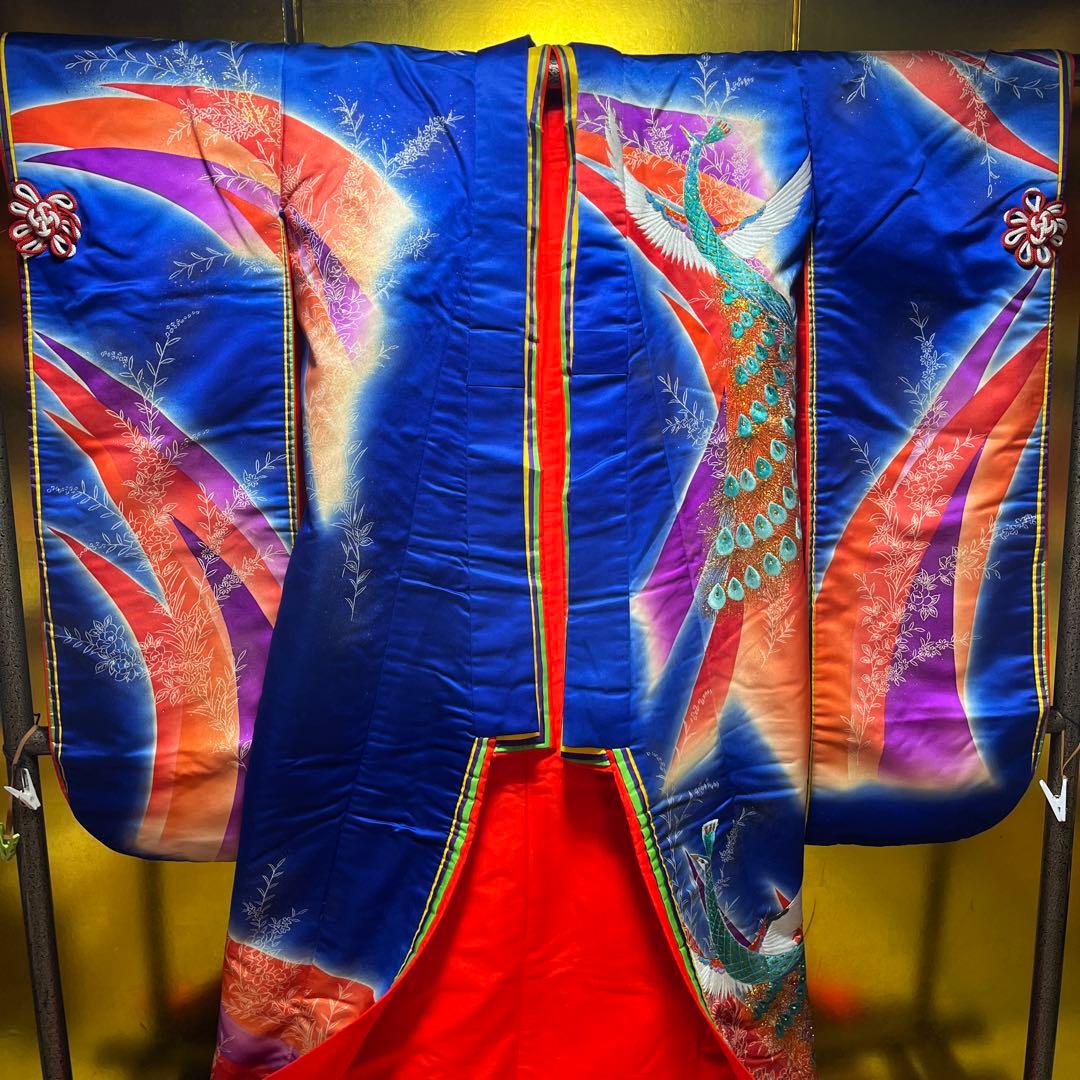 ☆☆年末セール　早い者勝ち☆☆ 打掛　色打掛　正絹　紺色　紺地四色ぼかし