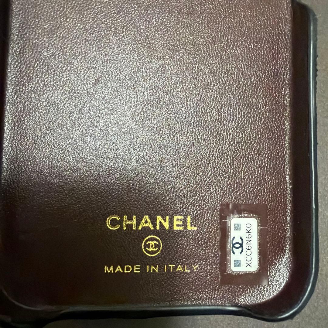 CHANEL iPhone14proブラックレザー ショルダーケース