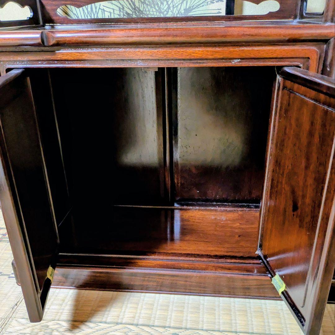 紫檀 違棚 飾棚 茶道具 透かし彫り