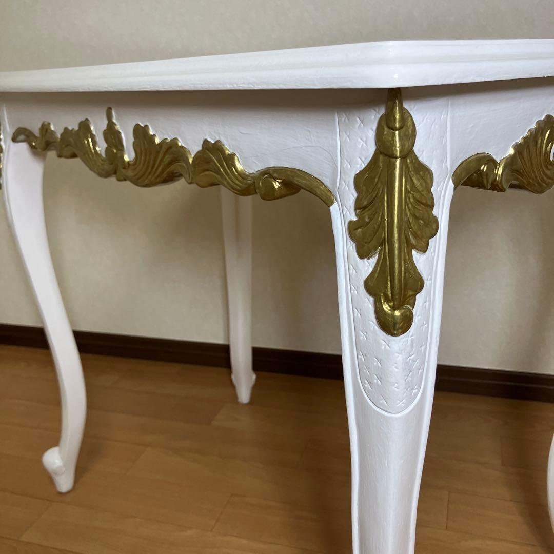 姫系　アンティーク風　猫足　ゴールドレリーフ　デスク　ロココ風