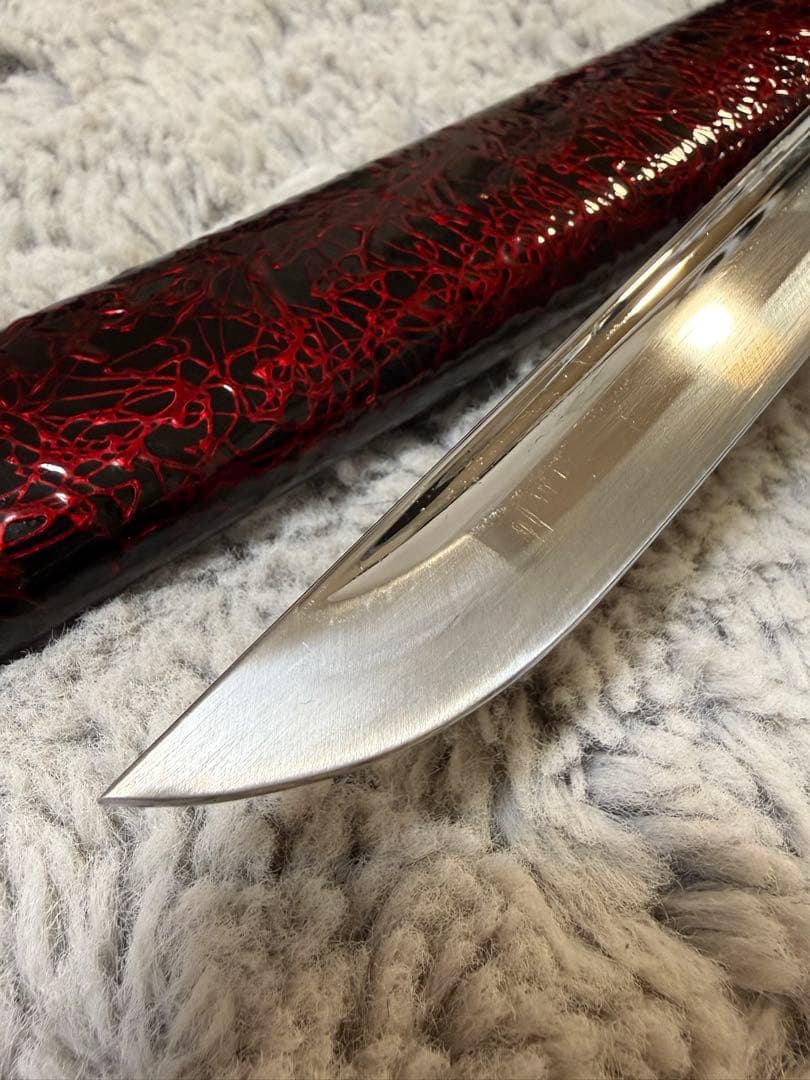 赤い柄の鋼製刀　1113 模造刀 赤 レッド アンティーク 美術品