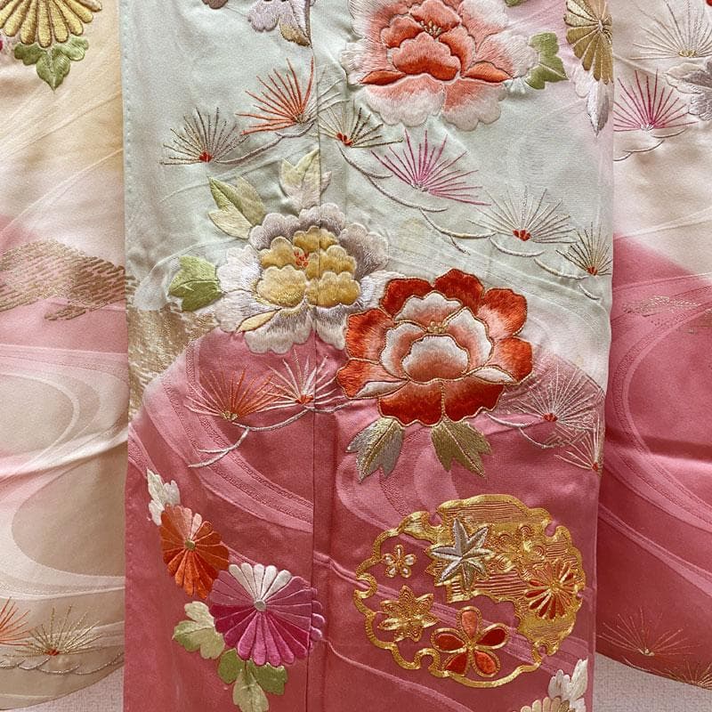 501aj80◎振袖＆袋帯 セミアンティーク 成人式 結婚式 十三参り◎