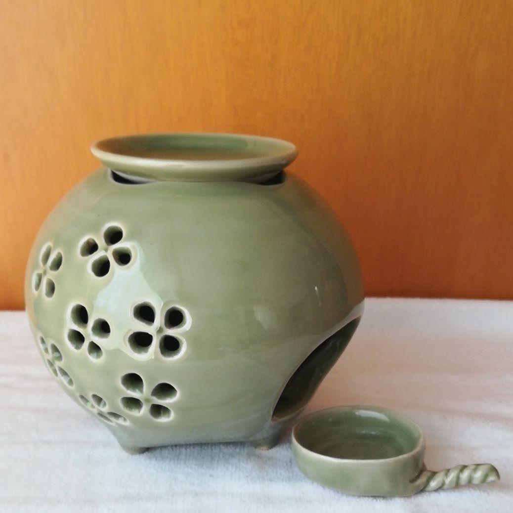 青磁　茶香炉　手作り