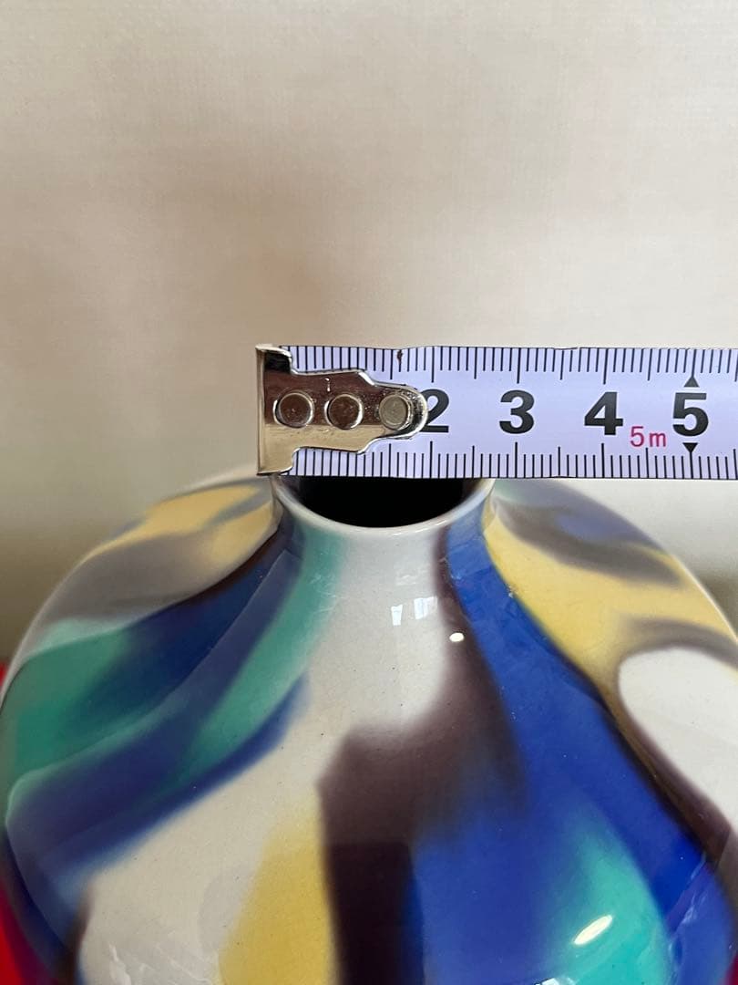 人間国宝 徳田八十吉 (正彦銘) 彩釉 壺 約26cm T251 共箱 陶歴