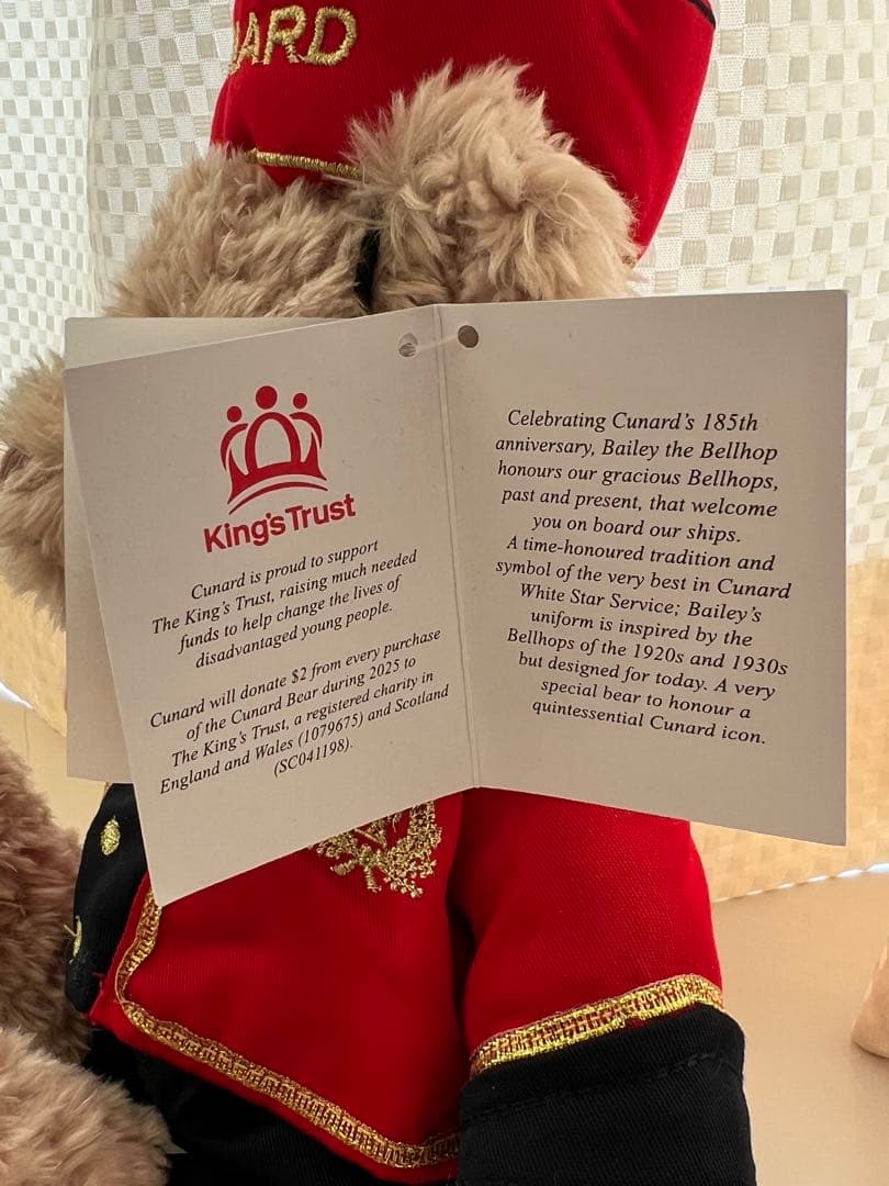 テディベア　クイーンエリザベス号　キュナード社185周年記念