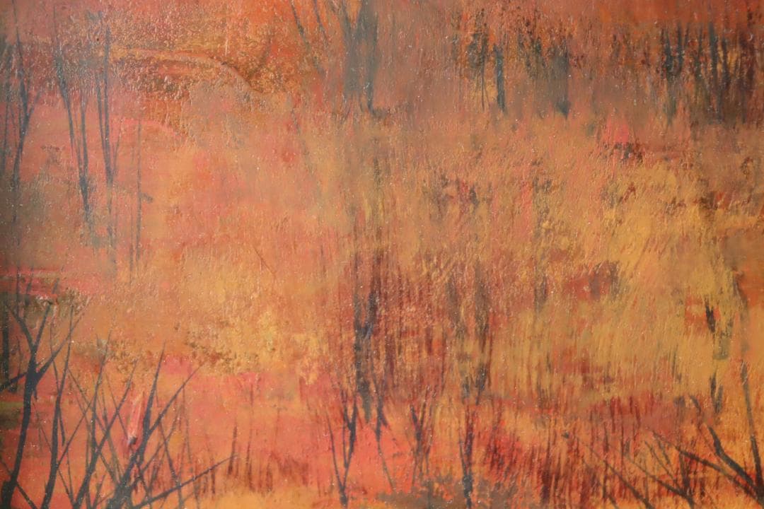 真作保証 西井義晃 「赤い風景」 油彩20号 自由美術協会会員