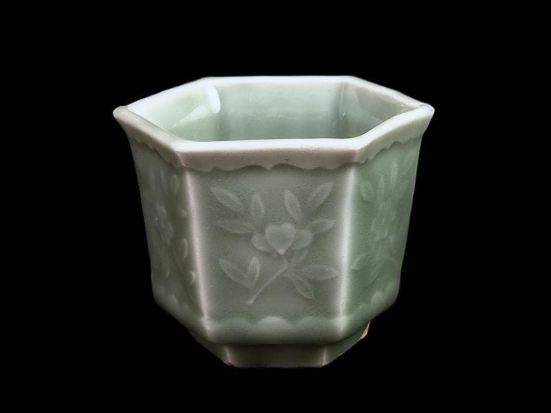 三田青磁　草花紋の図　向付　A991AS-BZv