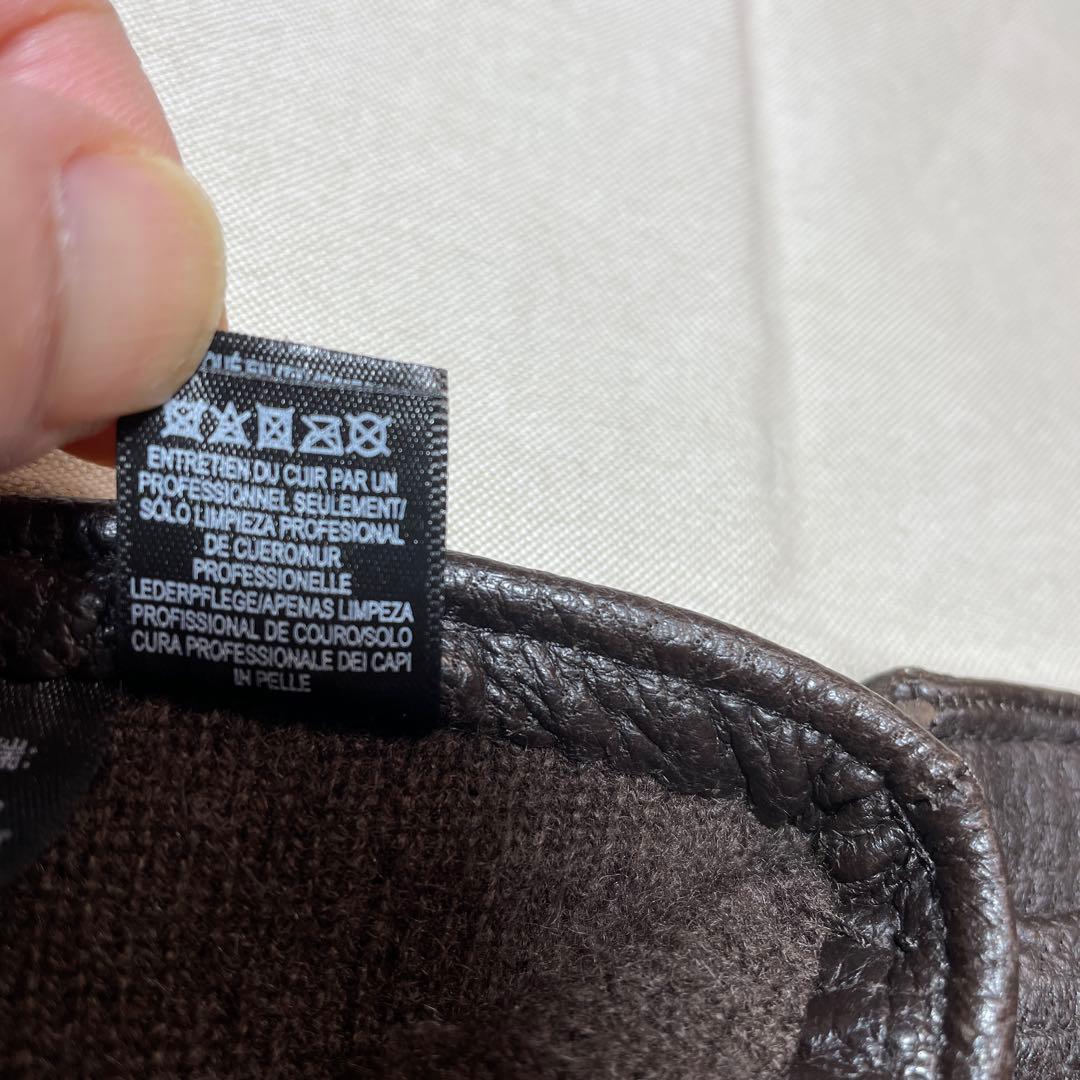 dunhill ダークブラウン レザー手袋 ペッカリー 裏カシミヤ 正規品 箱付