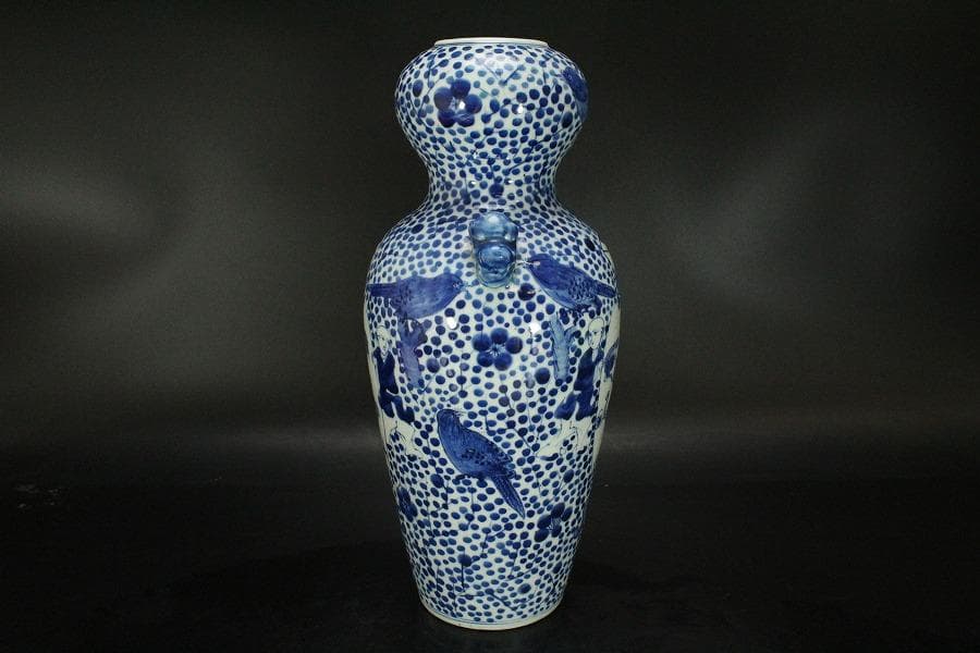 中国美術 青花 瓶人物花鳥紋 瓶 高31cm 希少 (LC138)