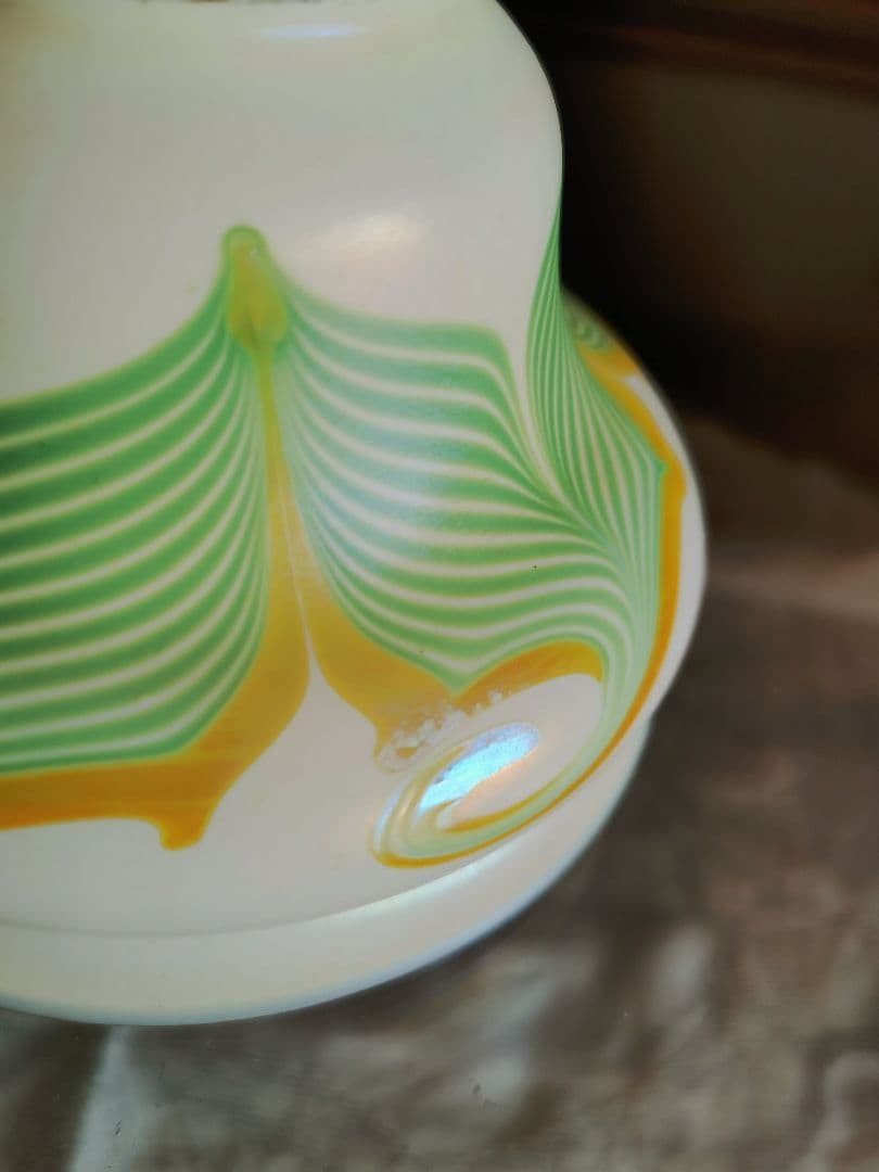 アンティーク ファヴリルガラス Quezell イリデッセンス ブロンズランプ