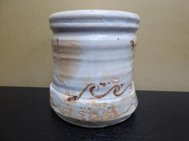 加藤弥右衛門　絵志野水指　尋牛斎箱書　共箱　MA１６６