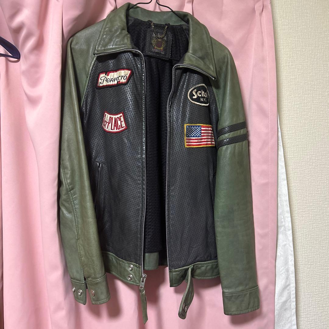 Schottパンチングレザーライダース