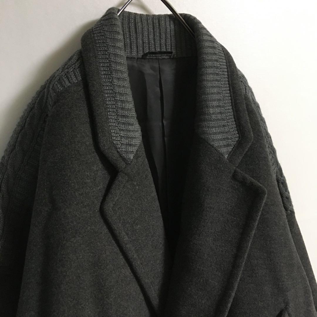 レトロ 古着 ショールカラー ウールジャケット メンズL 日本製 90s