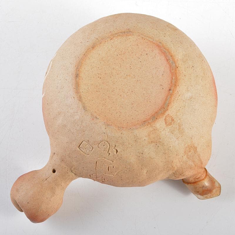 煎茶道具　萬古焼　古稀一光作　手捻　横手急須　茶壷　D　R5605