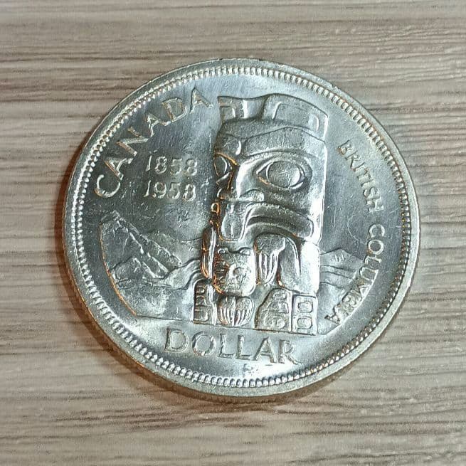 1958年カナダ ブリティッシュコロンビア州建国100周年 1ドル銀貨