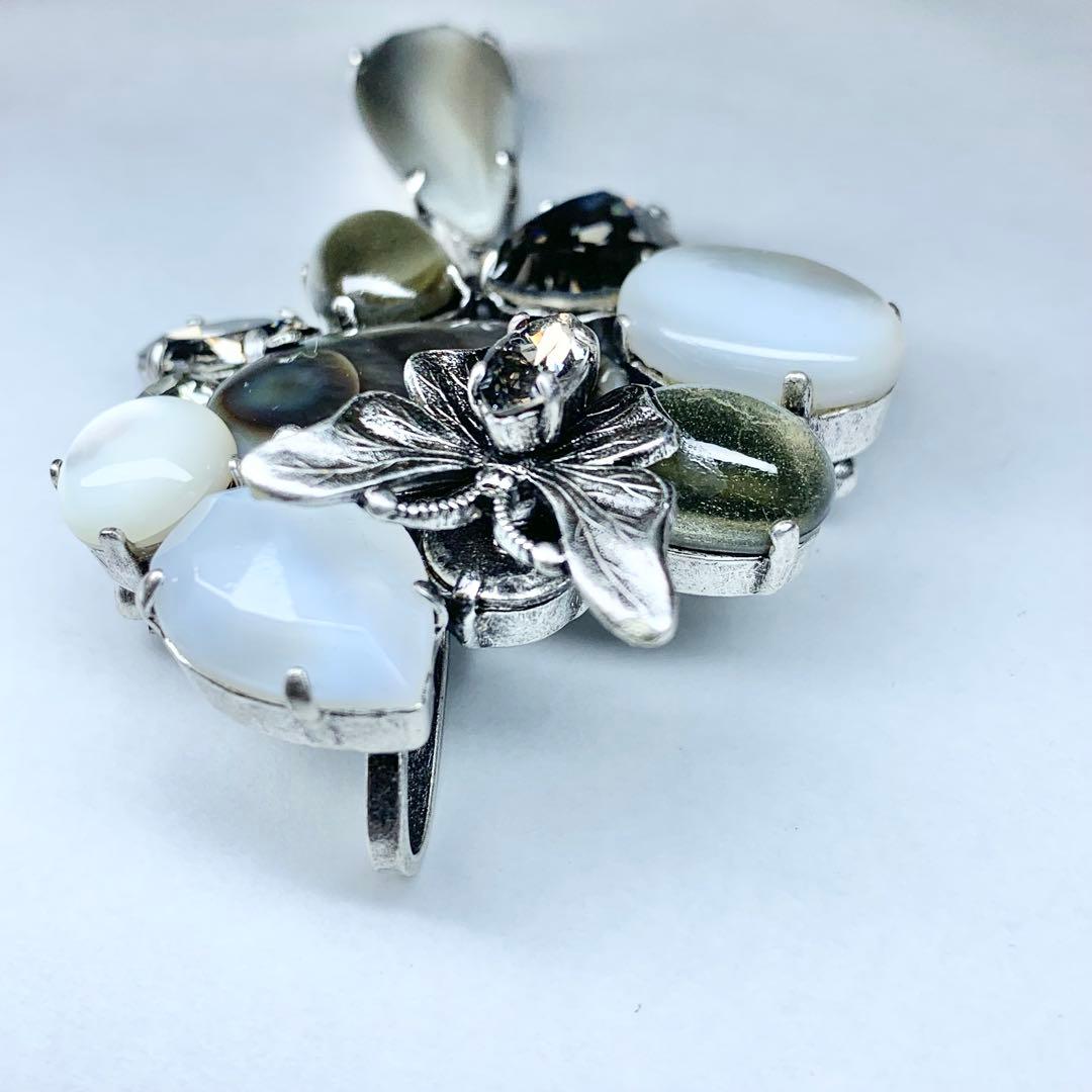 希少 フィリップフェランディス ブローチ ビジュー 蝶装飾 クリスタルストーン