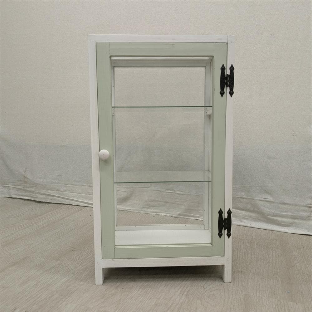 展示品　レトロガラス　シャビー　ハンドメイド　キャビネット　飾り棚　フレンチ　D