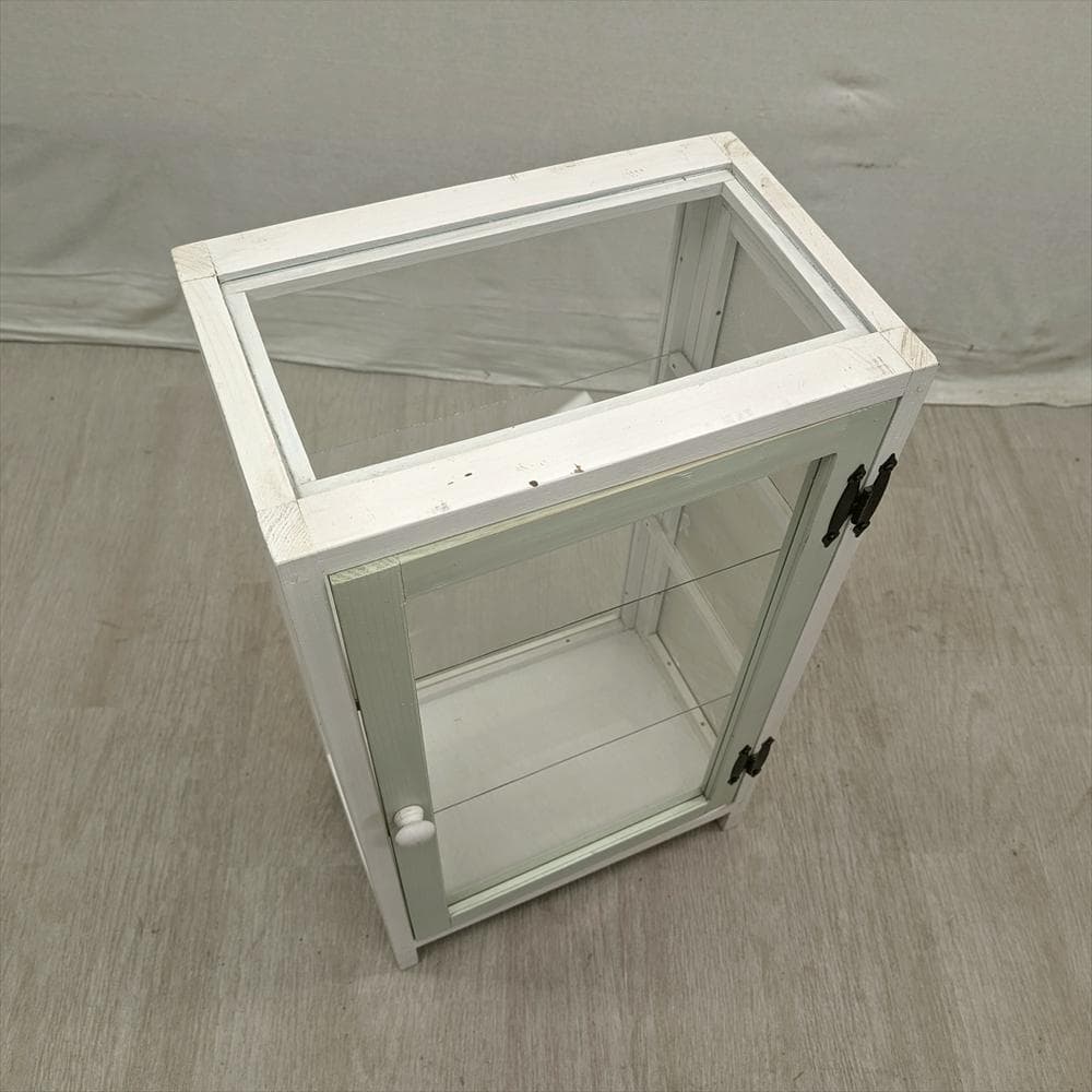 展示品　レトロガラス　シャビー　ハンドメイド　キャビネット　飾り棚　フレンチ　D