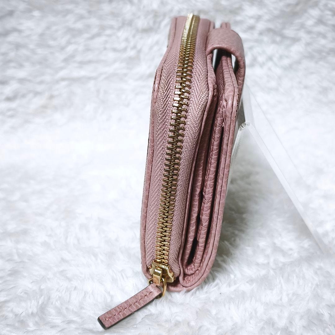 極美品✨ GUCCI GGキャンバス 二つ折り財布 ラウンドジップ ピンク