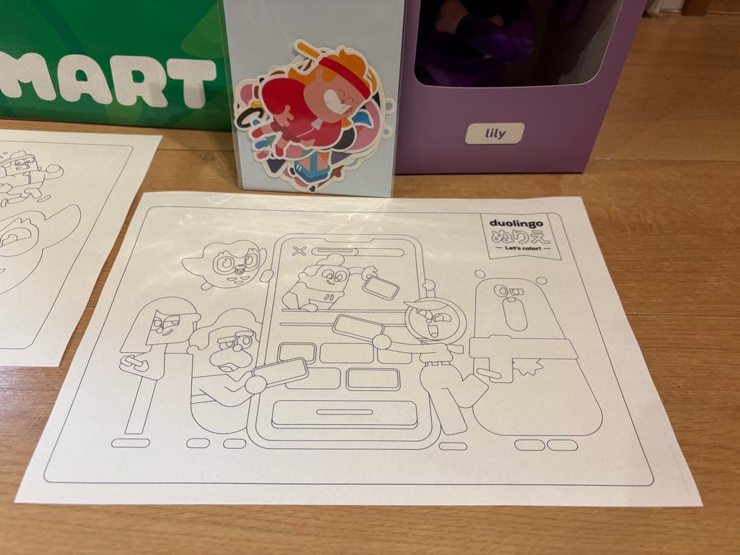 Duolingo DUOMART Lily ぬいぐるみとファスナー付バッグセット