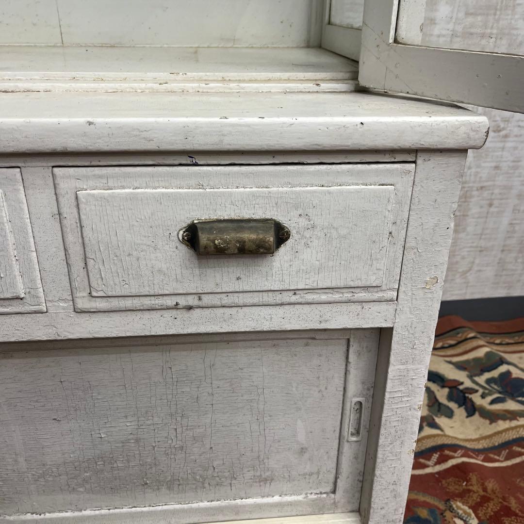 【アンティーク】ドクターキャビネット 医療棚 飾り棚 シャビー ガラス 古家具