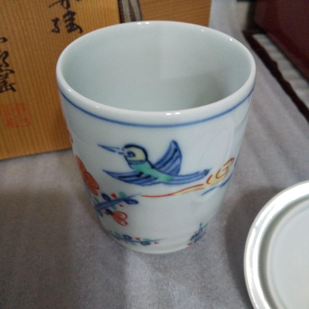 お値下げ中　人間国宝　加藤卓男 　極上　天啓赤絵　湯呑　共箱 しおり