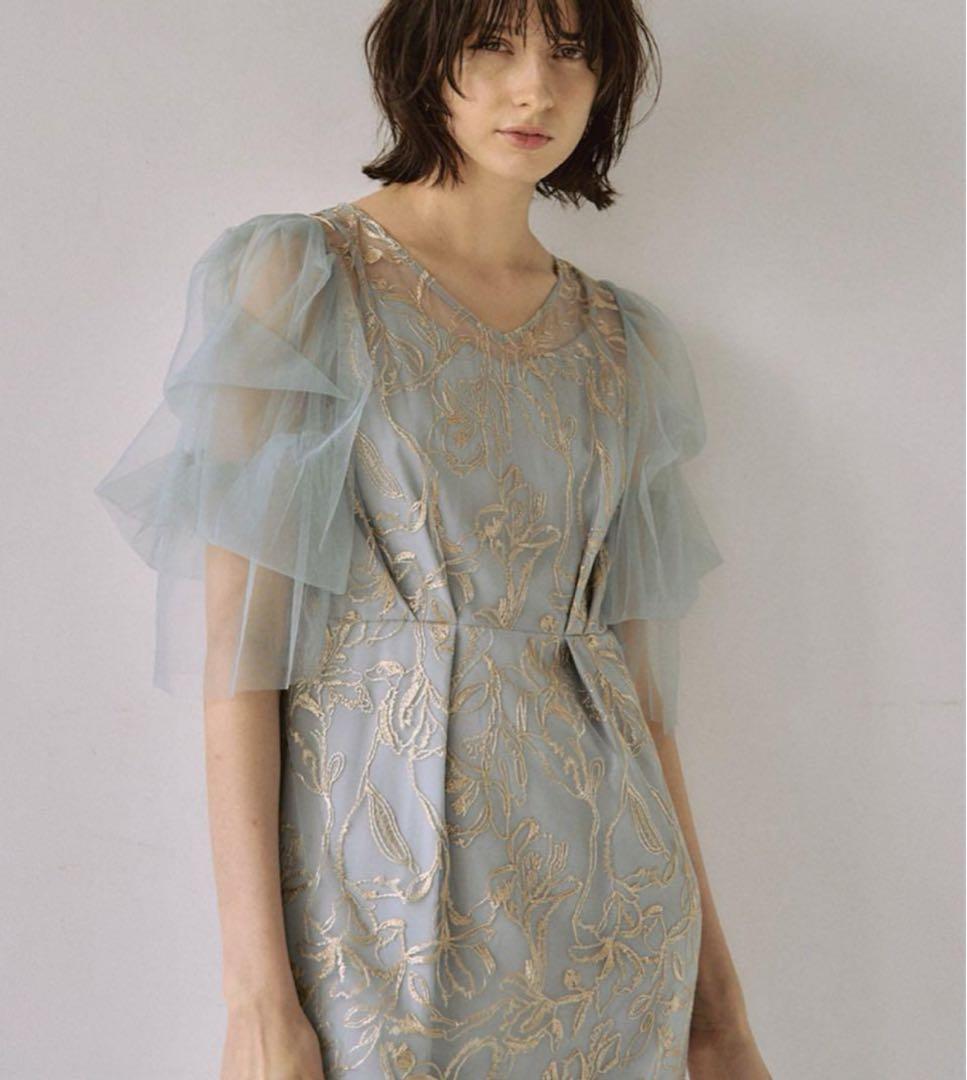 Dorry Doll フラッフィースリーブペンシルドレス　ブルー