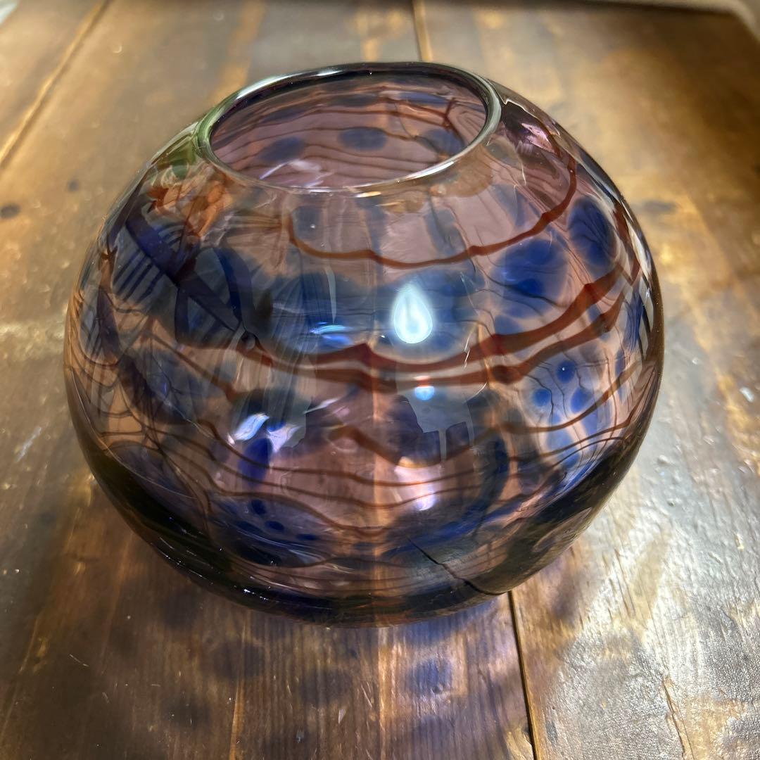 作家　ガラス作家　花瓶　吹きガラス　　フラワーベース