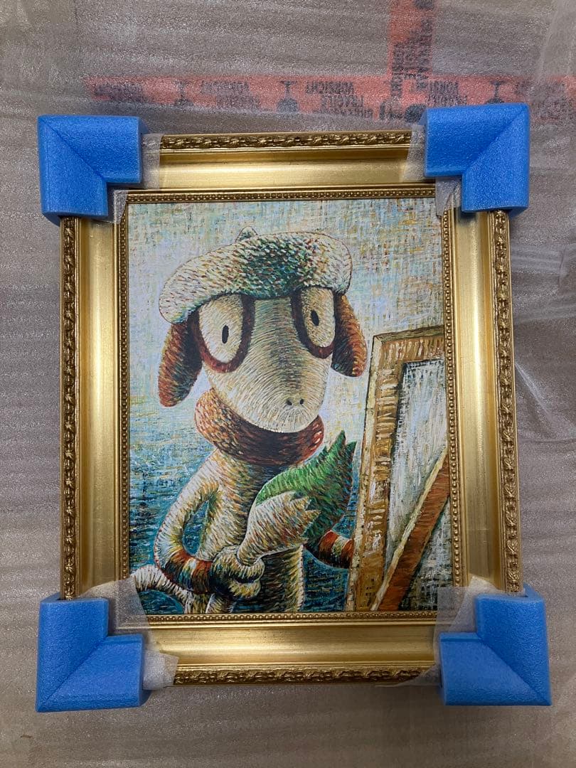 ゴッホピカチュウ　キャンバスアート　ドーブル　金枠　Sサイズ