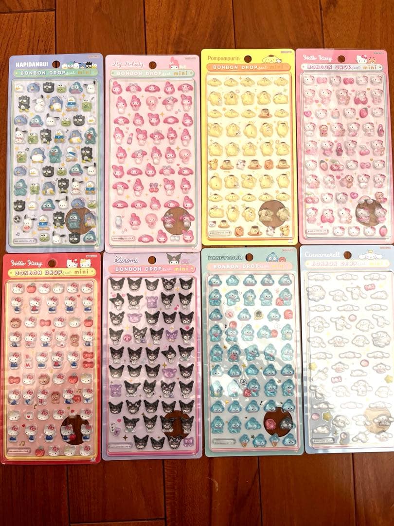 正規品　店舗購入サンリオ　ボンボンドロップシールミニ　8枚セット