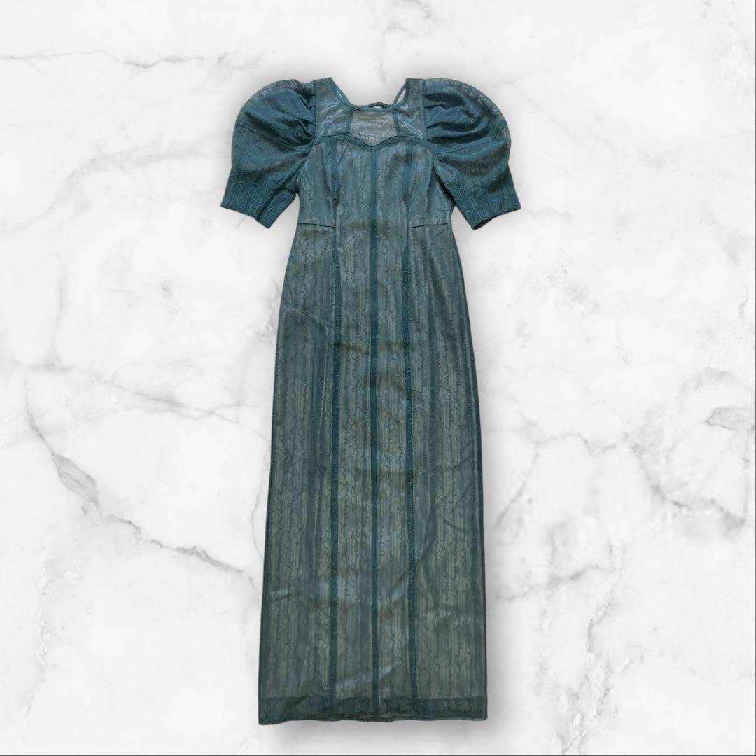 【新品】 アンドレスド　レタリングレースドレス 結婚式 パーティー　グリーン