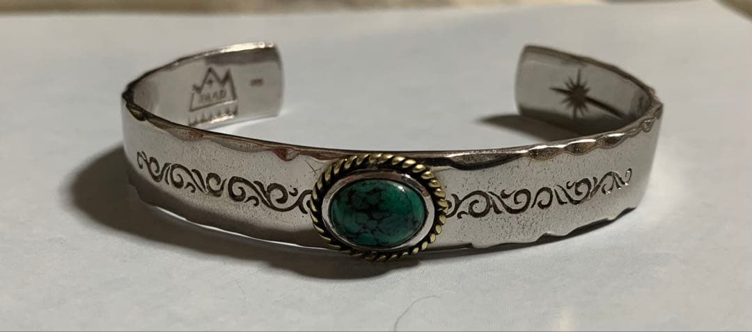 SAAD サード 金縄唐草模様ターコイズバングル