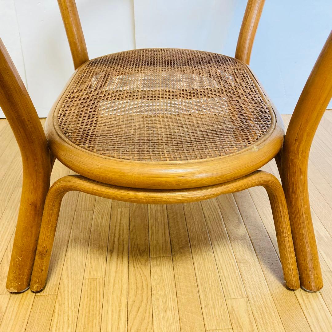 ヴィンテージ　ラタン　ガラス　天然素材　ローテーブル　ガラステーブル