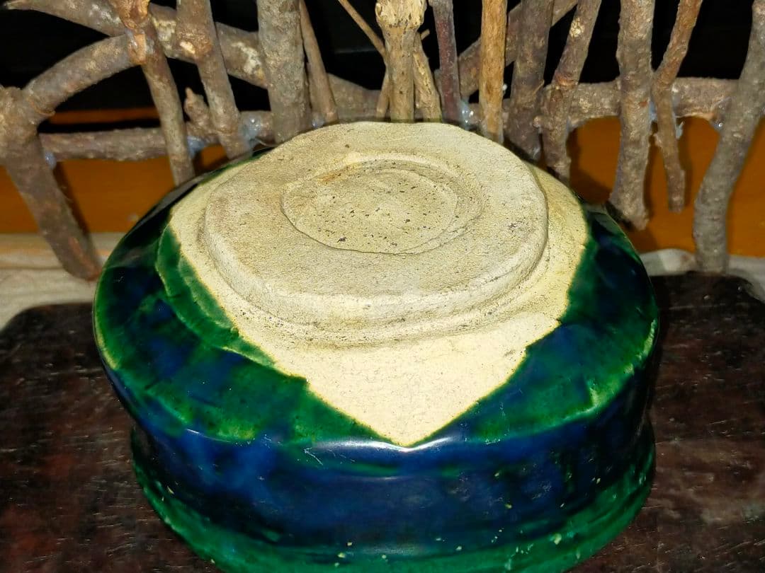 ♥美濃焼　総織部　茶碗　無銘　織部　骨董　古玩