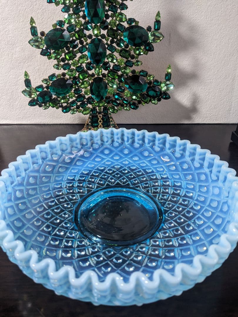 フェントン　ブルーオパルセント　ダイヤモンドレース　ディッシュ　大皿