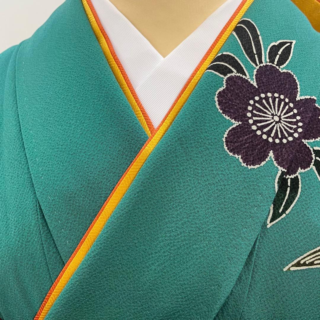 梅乃【159】正絹　振袖　セット　前撮り　成人式　撮影　紅型　青緑　大人　古典