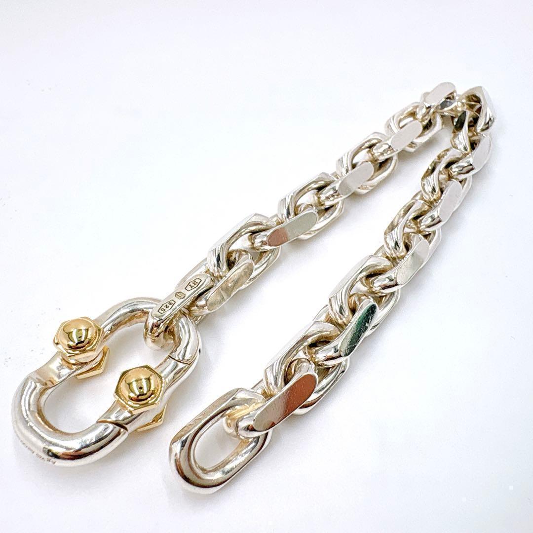 美品 ティファニー メイカーズ ワイド チェーン コンビ シルバー k18