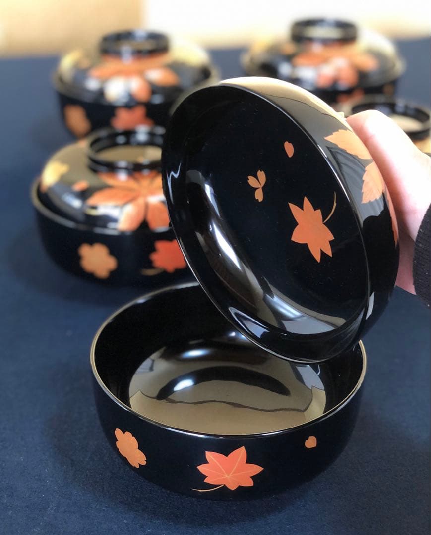 割引❗️《レ》輪島塗 嵐山蒔絵 煮物椀5客 木製漆器 木箱　251104う3