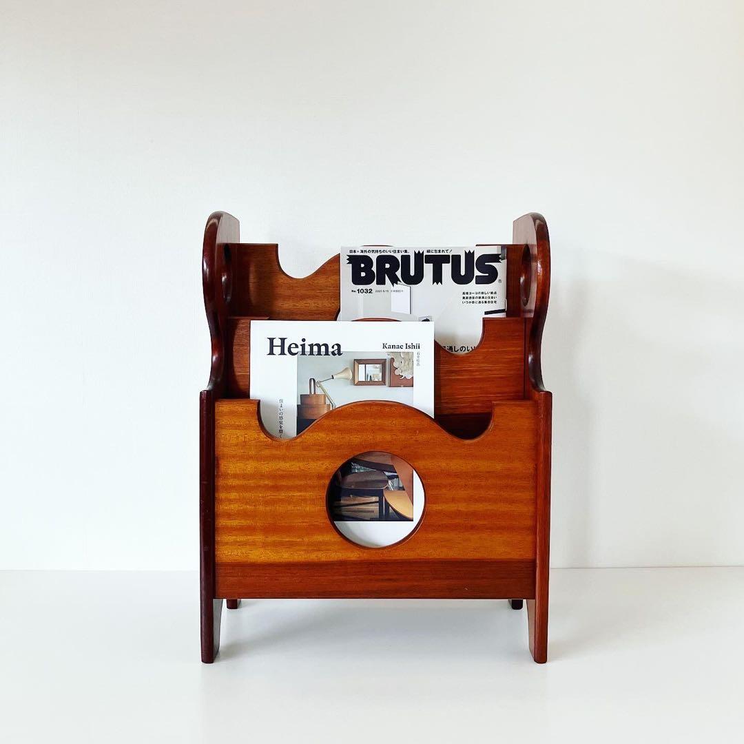 モダン　マガジンラック　チーク　北欧スタイル　古道具　小物入れ　ビンテージ雑貨