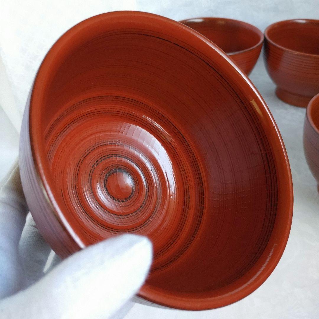 新品　漆器のアソベ　根来塗　合鹿椀　腰高椀 大椀　丼　雑煮椀　山中漆器　５客箱入