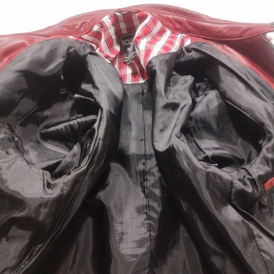 超レア　DEGNER　山羊革　シングルライダースジャケット　コンチョ釦　L　赤