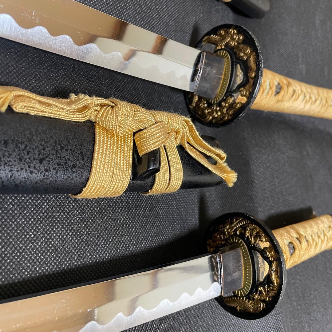 模造刀 日本刀 のたれ刃紋 武具 居合刀 2本セット 刀剣 太刀 脇差（B05）