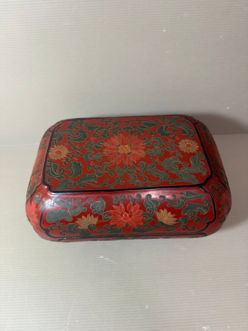 2925 時代　唐物　花文　四方　蓋物　菓子器