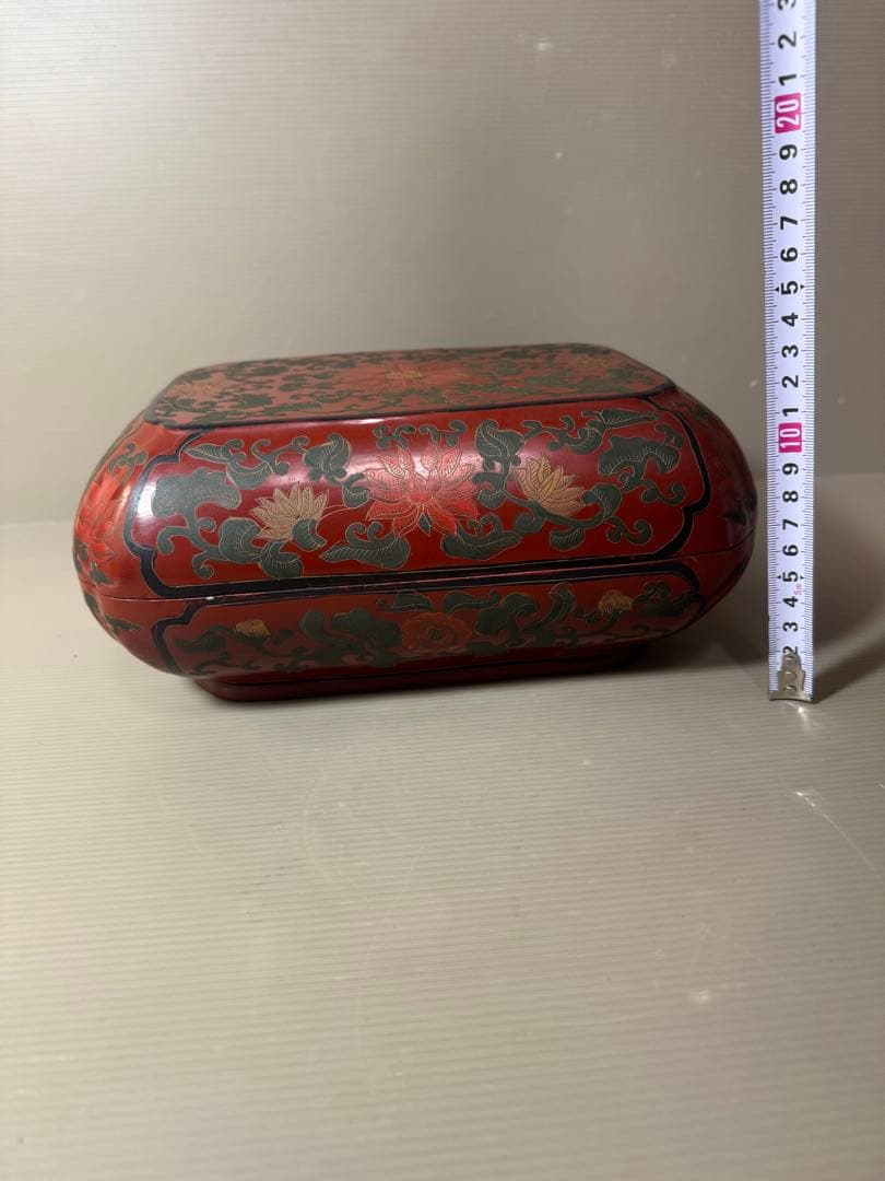 2925 時代　唐物　花文　四方　蓋物　菓子器