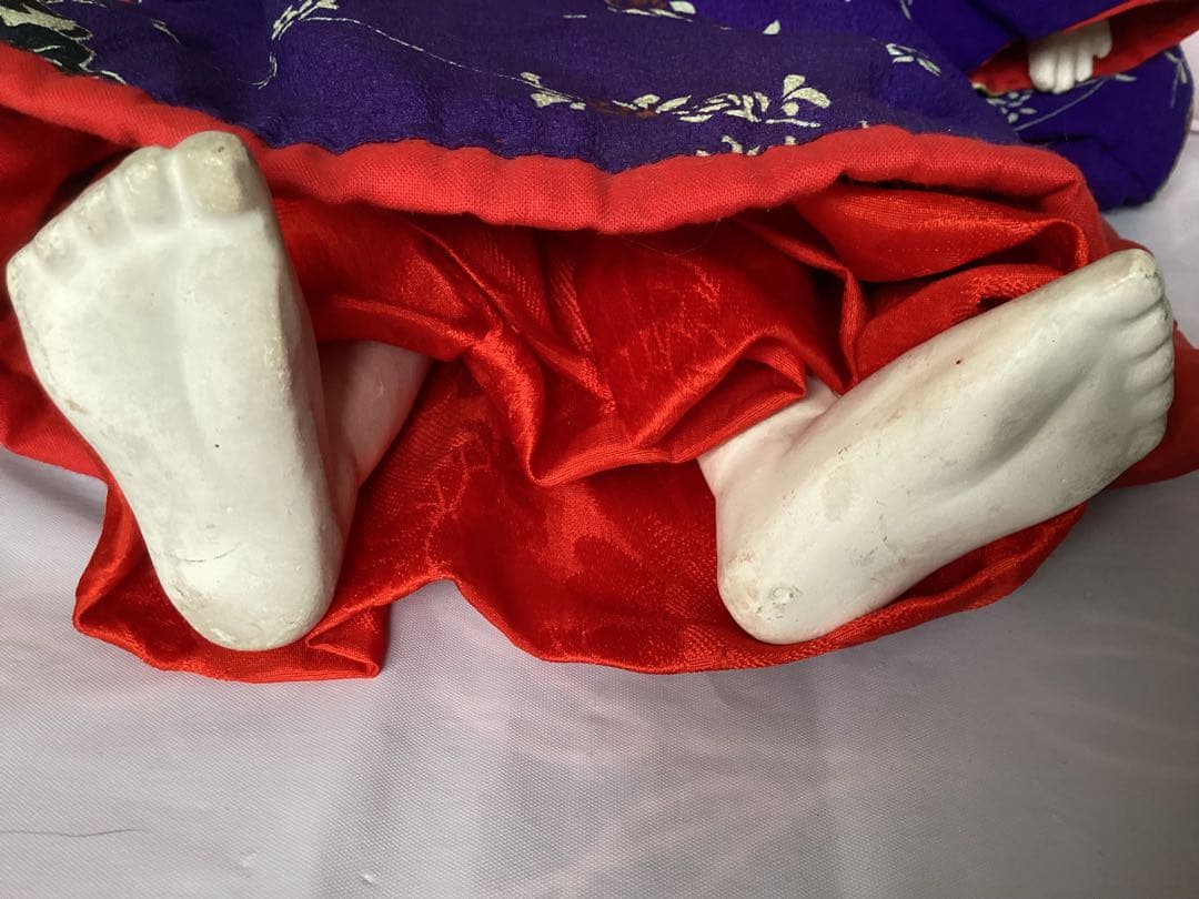 市松人形 ビスクドール昭和レトロ　吹子付き　座布団付　ガラス眼　人毛　抱き人形