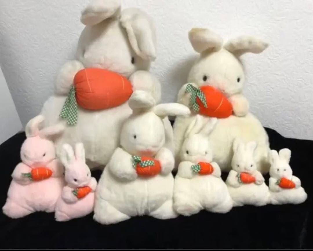 セキグチ　うさぎニンジンぬいぐるみSS・S・M・L・LL・特大セット昭和レトロ
