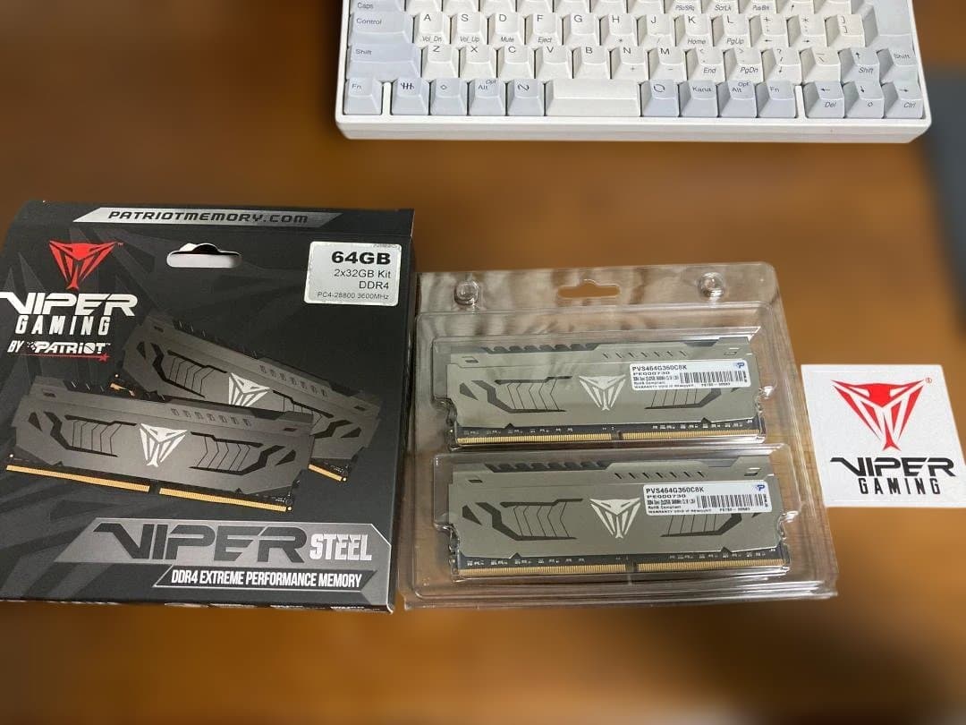 DDR4　3600MHz　64GB(32GBx2)　Viper Steel